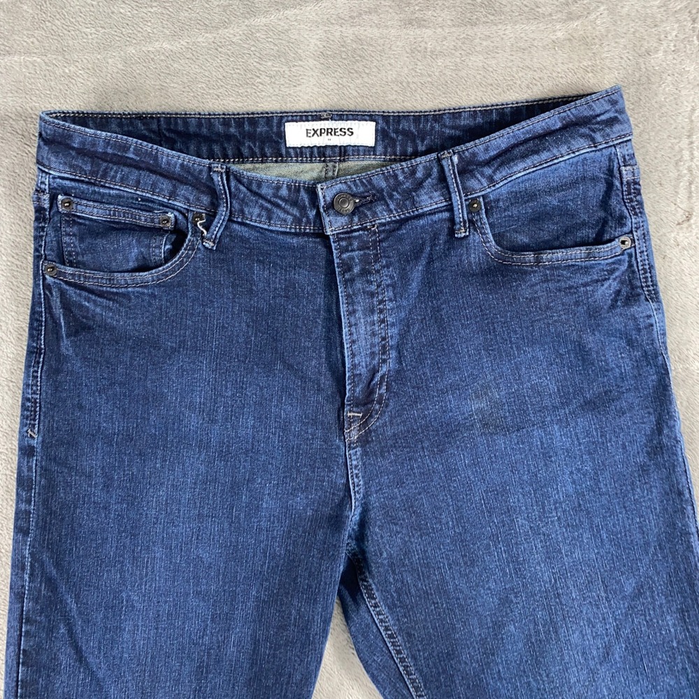 Express Jeans Mens 36x34 Blue Classic Straight Denim Pants Dark Wash Everyday - Picture 11 of 13